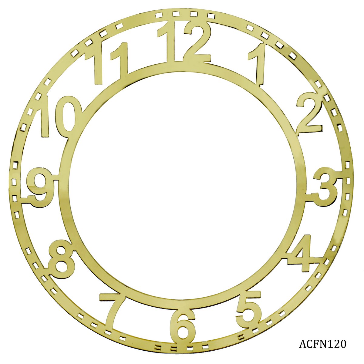 Acrylic Clock Frame Numerical Gold 12 Inch